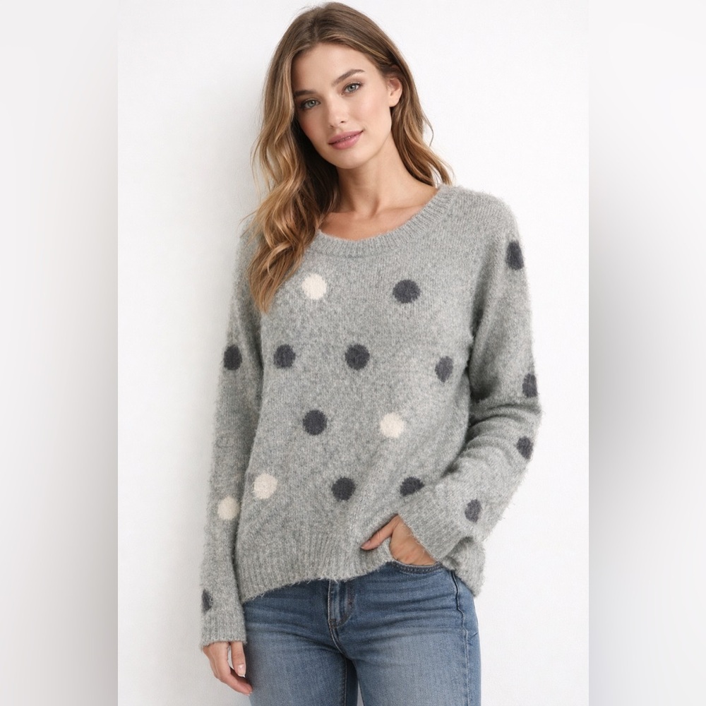 LC Lauren Conrad Gray Polka Dot Sweater - Picture 1 of 7